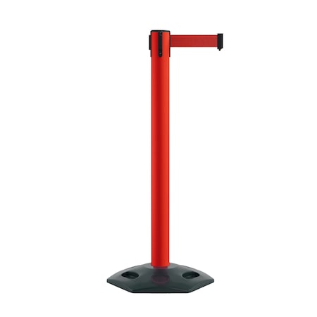 Stanchion Belt Barrier Rubber Base Red Post 14ft.Red Belt